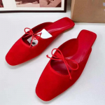 Summer Women Mules Shoes Brand Designer Butterfly-knot Comfort Casual Slip on Light Large Size Shallow Ladies Flat Sandals 36 beež