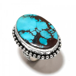 Tibetan Turquoise Handmade 925 Sterling Silver Jewelry Ring Size 8 u7n36