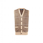 Polo Ralph Lauren SS22 Ruuduline V-kaelusega N&ouml;&ouml;bitav Kootud Vest Meeste vest Pruun 710864098-001 S