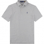 Polo Ralph Lauren SS25 Logoga tikitud triibuline puuvillane l&uuml;hikeste varrukatega polo s&auml;rk Meeste &uuml;laosad Helehall 710916560-001 XL