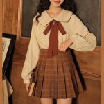 Velvetist s&auml;rgid Naiste Kawaii Bow Peter Pan kaelarihm teismelistele vormiriietus pikkade varrukatega n&ouml;&ouml;biga &uuml;les Preppy Style suur suurus talvine soe pluus S