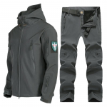 Talvine fliis tuulekindel soe meeste &uuml;likond Shark Skin Soft Shell jakid+ p&uuml;ksid komplektid &otilde;ues matkamine ronimine jahispordiriided S roheline