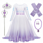 Halloweeni t&uuml;druku printsessi COS-i kleit-&uuml;likond, v&otilde;rkkleit, kroon, ehted, kindad, v&otilde;lukepp, 6 tk. 110