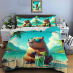 Multifilm Kapibara Voodipesukomplektid Tekk Voodikate Tekk Voodikate Padjap&uuml;&uuml;r 2-3 Osalised Komplektid Laste T&auml;iskasvanute Magamistoa Sisustus Kingitused AU Single 140x210cm
