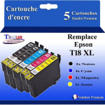 Lot de 5 Cartouches Compatibles pour Epson XP102, XP202, XP205 - T3AZUR