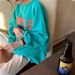 Naiste pikkade varrukatega O-kaelusega lahtised pulloverid Naiste topid &Uuml;hev&auml;rvilised dressipluusid XXL sinine