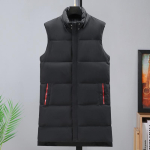 S&uuml;gis Talv Meeste Pikk Vest Kapuutsiga Mood Paks Soe Varrukateta Parka Vabaaja Must Jakk L must