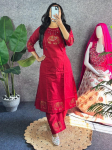 India disaineri peokleit puuvillane kurta p&uuml;ksikomplekt naistele Bollywoodi top tuunika kurti kleit M punane