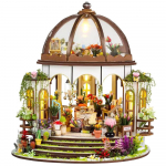 moin moin Nukkemaja Miniatuurne DIY Komplekt Komplekt M&otilde;&otilde;tkava Klaaskuppel Kasvuhoone Lillepood Aed Kasvuhoone Lilled &Uuml;mmargune LED-valgusti 2508dh466 [Inglise