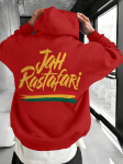Meeste Punane Rasta Juuda L&otilde;vi Prindiga Kapuutsiga Dressipluus - Jah Rastafari Reggae Graafiline Pullover Rohelise/Kollase/Kuldse Kirjaga S