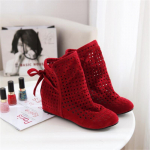 Moodsad Suvised Saapad Ankle Boots 2025 Uute Kingadega Pitsi Avatud T&ouml;&ouml; Heegeldatud Saapad Suurused 43 &Otilde;&otilde;nes Mood Naiste Saapad 35 punane