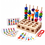 Montessori puidust m&auml;nguasjad, v&auml;rvide ja kujunditega sobituslaua sorteerimine puslem&auml;ng peenliigutuste treenimine sammas helmestega m&auml;ngud hariv m&auml;nguasi