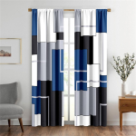 2 tk abstraktne geomeetriline kunst punane must ja hall kaasaegne disain valguse l&auml;bilaskvad kardinad elutoa magamistoa akna kardina kaunistus 50W130H(CM) 2PCS&Rod Pocket white