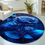 Luksuslik Sinine Roosimuster &Uuml;mar Kuju P&otilde;randamatid K&ouml;&ouml;k Esik Jooksva Vaip Magamistuba Elutuba Pehme Vaip Libisemiskindel Ala Vaip 150X150cm blue