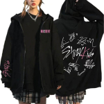 Stray Kids Kpop Maxident Prindiga Lukuga Kapuutsiga Dressipluus Korea Stiil Y2 3XL must