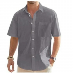 Meeste Suvine Uus Stiil Euroopa ja Ameerika Mood Klassikaline Mugav Hingav Puuvill ja Kanep &Uuml;hev&auml;rviline &Uuml;lemine S&auml;rk XXL tumehall v&auml;rv