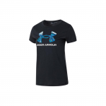 Under Armour Logo Print Hingav vaba vabaaja l&uuml;hikeste varrukatega T-s&auml;rk naiste topsid, must 1372615-001 XS