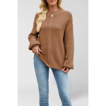 YYFS naiste mood vabaaja s&uuml;gistalv &uuml;hev&auml;rviline print pikkade varrukatega poolkaelusega topid Naiste riided Villased kudumid kampsunid XL aprikoosi