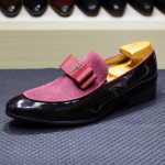 Moodsad K&auml;sit&ouml;&ouml;na Valmistatud Meeste Ehtsa Nahast Patent-Suede Mokassiinid Patchwork-Kinnitusega Kingad Pulmapeoks Formaalseteks S&uuml;ndmusteks US 7 punane