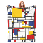Piet Mondrian Flanellitekk Kvaliteetne Supersoe Abstraktne Kunst Voodipesu Tekid S&uuml;gis Telkimine Diivanitool Esteetiline Voodikate 30x40in