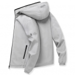 Meeste kevad-s&uuml;gis kapuutsiga jakk k&uuml;ljetaskuga, lukuga, veekindel kirjatr&uuml;kiga &uuml;hev&auml;rviline jakkmantel 5XL hall