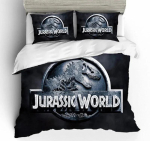 3D Jurassic Park Voodipesu Komplekt Lastele Poistele Kodutekstiil Dekoratsioon Voodikomplektid Kuninganna Suurus Tekid Tekikott Magamistuba Kuninganna Dinosaurus Tekikott EU Single(135*200cm)3pcs black