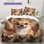 Chihuahua Puudel Koeramuster Voodipesu Tekikomplekt Tekikott Padjap&uuml;&uuml;r Kodu Kaunistus Kingitus (1 * tekikott + 2 * padjap&uuml;&uuml;ri, ilma s&uuml;damikuta) 135x200cm beige