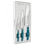 Coffret 3 couteaux - ARCOS - Brooklyn - Lames NITRUM&reg; - Manches Micarta bleu - 100/150/190 mm