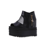 Kalasuu sandaalid Naiste suvekingad v&otilde;rkkangast hingavad paksu p&otilde;hjaga naiste kingad kiilud Must valge k&otilde;rge kontsaga naiste sandaalid 34 must