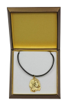 Afghan Hound, Tazi II - Dog necklace in gift box, gold-plated pendant for dog fan, striking jewellery by Art-Dog brown