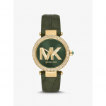 Michael Kors Parker Pav&eacute; Kuldse Tooni ja Krokodillimustriga Nahast K&auml;ekell MK4724 roheline/amazon