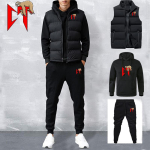Meeste dressipluus + kapuutsiga pusa + dressip&uuml;ksid Komplekt Vabaaja Jooksja Spordir&otilde;ivad 3-osaline Mehelik Fliis Streetwear Komplektid M black