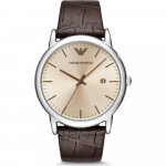 Emporio Armani Luigi beežpruun nahast meeste kvarts analoogkell AR11096 beež
