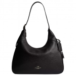 Coach Ella 21 Logotr&uuml;kiga Nahast T&otilde;mblukuga K&auml;e- ja &Otilde;lakott V&auml;ikesed Naiste kotid Must Relvametall CDV36-QBBK Basic Set (Bag+Dust Bag)