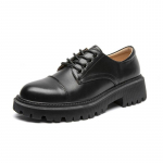 Naiste Loafers Kingad Ehtsast nahast paksud kontsad Tudengijalatsid Naiste paelad Briti stiilis Lady Oxford Kingad Jalatsid 35 must