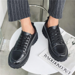 Uued mustad nahast kingad meestele Vabaaja kleitkingad S&uuml;gismoe Briti platvormkingad Paeladega Peo-pulmakindad Zapatos De Hombre 39 must