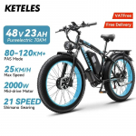 K800 E-jalgratas 2000W Kahe mootoriga 48V23AH Aku H&uuml;drauliline pidurdus Elektriline jalgratas 26-tolliste paksude rehvidega Maastiku elektriline jalgratas 2000W 48V23Ah Blue