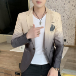 Meeste bleiser Fot, kevad uus meeste gradiendiga kost&uuml;&uuml;mjakk Masculino Korea stiilis Slim Fit vabaaja meeste mood trendi kleit jakk M