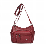 Moodne mitme lukuga Crossbody kott, pehmest vegannahast &otilde;lakott, naiste mitme taskuga k&auml;ekoti rahakott 1pcs punane