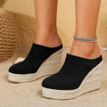 Naiste Espadrill-muulad Platvorm-kiilud Kinnise varba muulad Slip-on kunstnahast kingad Seljata sandalid Sandaalid Mugavad k&otilde;rged plokk-kontsaga kingad naistele 35