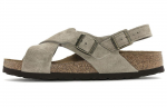 Birkenstock Tulum Suede Nahast Kitsa Liistuga Sandaalid 'Taupe' Naiste 1024110 39
