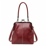 Vintage stiilis naiste k&auml;ekott Elegantne klipslukuga Pruun Mitmek&uuml;lgne disainer-&otilde;lakott PU-nahast Daamide karbikujulised rahakotid Crossbody kotid punane