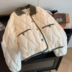 Lahtine Diamond Lattice Collar Puuvillase polsterdatud mantel naistele, s&uuml;gisel ja talvel saabumiseks v&auml;ikese l&otilde;hnaga l&uuml;hike polsterdatud jakk S aprikoosi