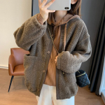 S&uuml;gis Talv &Uuml;hev&auml;rviline Vabaaja Mood Lambavillane Jakk Naistele &Uuml;mmargune Kael Vintage Jakk Kardigan &Uuml;ler&otilde;ivad Top M khaki