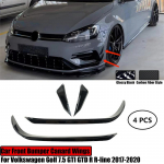 Auto esikaitseraua aerokomplekt Canard tiivad Volkswagen Golf 7.5 GTI GTD R R-line 2017-2020 jaoks S&uuml;sinikkiust stiil L&auml;ikiv must 4 tk R Glossy Black