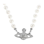 Vivienne Westwood MINI BAS RELIEF KRAE Reljeefne Saturn Messingist P&auml;rl Kaelakee Naiste 63030006-W127 kollane