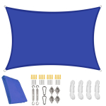 4x6M/5/4/3/2 Veekindel Suur P&auml;ikesekaitsevarikatus Paigalduskomplektidega UV-kaitsega Varjupurjekas V&auml;literrassi Varikatusaia Varikatus Telk (Blue,200x200CM) sinine