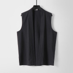 Meeste retro V-kaelusega puuvillane linane varrukateta vest - Hingav, mitmek&uuml;lgne, suure suurusega, uus Hiina stiil. 9XL must