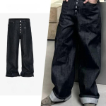 DRIPX High Street Cleanfit Tumesinised teksap&uuml;ksid meestele ja naistele Sirged Vintage Vabaaja Denim-p&uuml;ksid M black