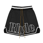 Piiri&uuml;lene trendikas br&auml;nd RHUDE Ameerika high street kahev&auml;rvilised triibulised elastikust spordiv&otilde;rgust korvpalli 5-punktilised l&uuml;hikesed p&uuml;ksid meestele ja naistele XL must